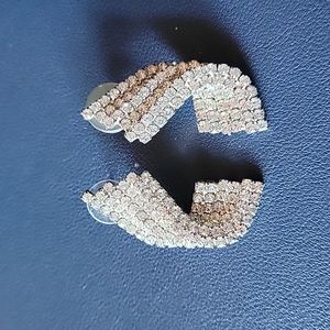 Vintage Silver Rhinestone Pierced Earrings